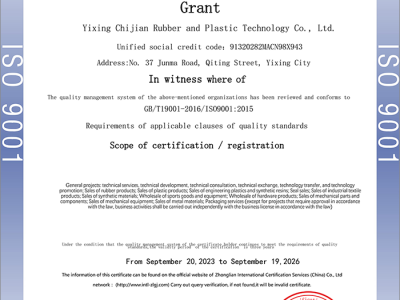 ISO9001质量管理体系认证证书（英文）