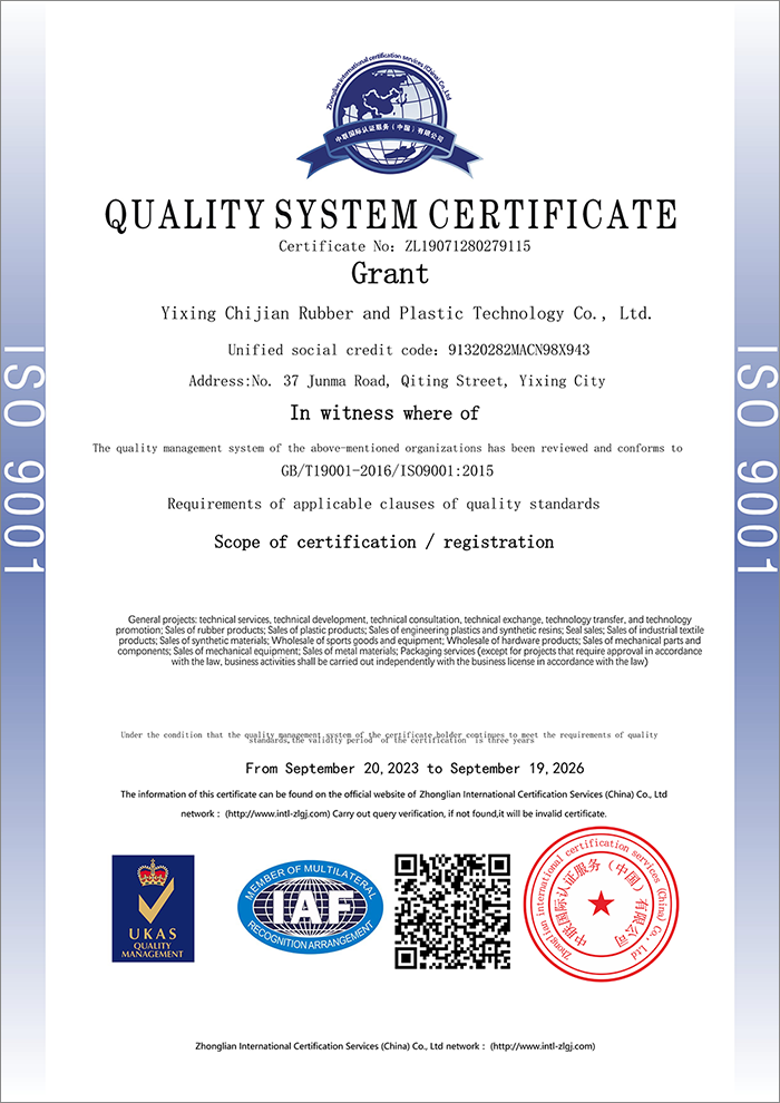 ISO9001质量管理体系认证证书（英文）